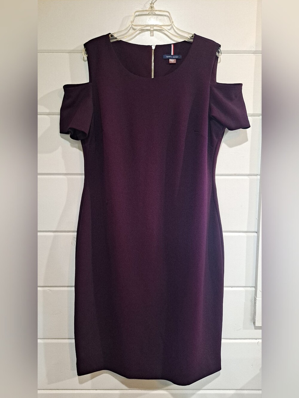 Tommy Hilfiger Plum Cold-Shoulder Midi Dress